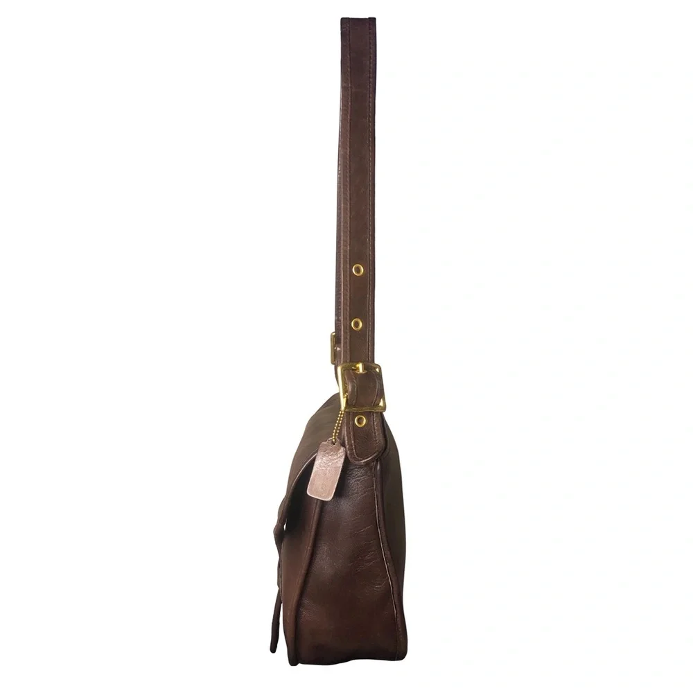 Vintage COACH Mahogany Brown Glove Tanned Leather Courier Saddle Bag EUC NYC